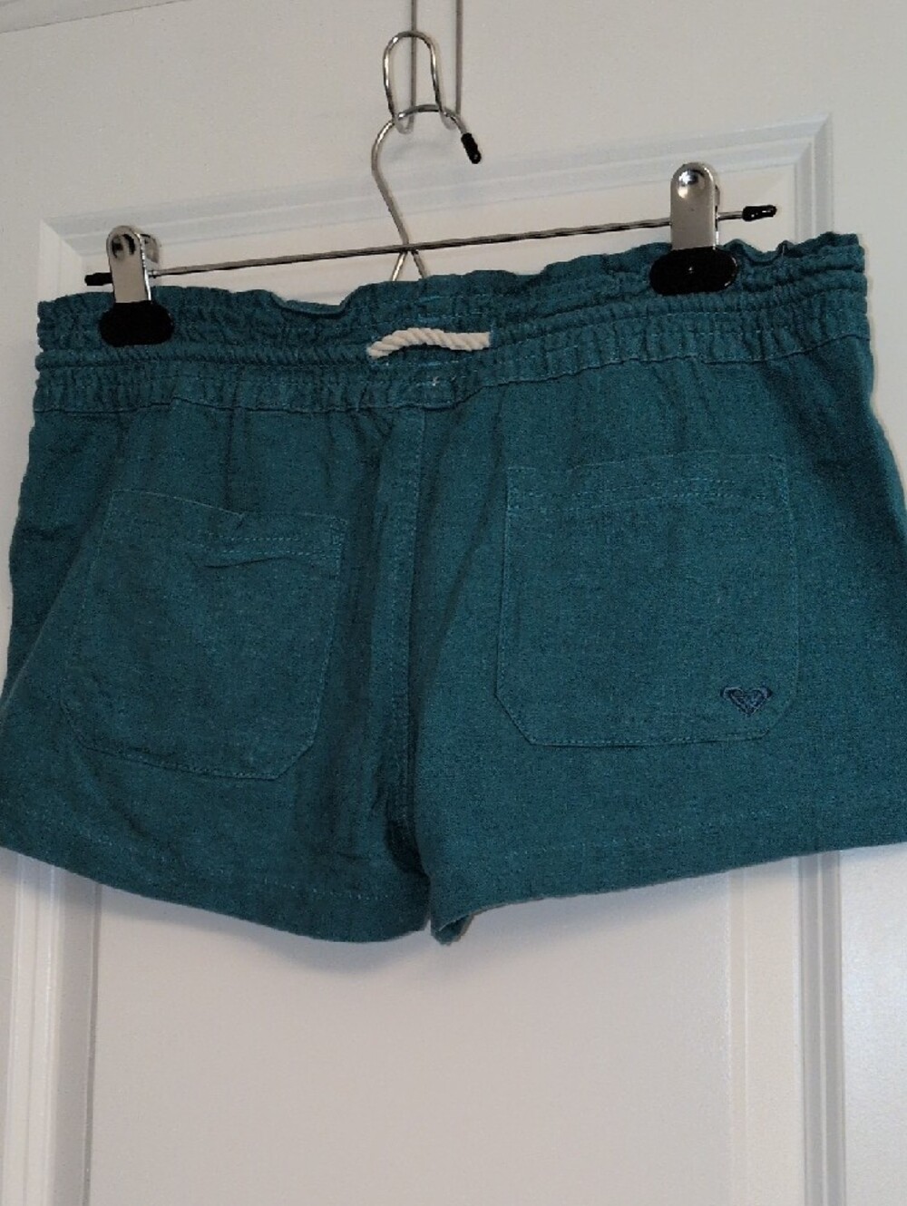 Roxy Teal Drawstring Linen Blend Shorts - Size Small - Picture 3 of 6